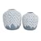 Set of 2 Grey Ceramic Modern Vases, 7" x 13" x 6"